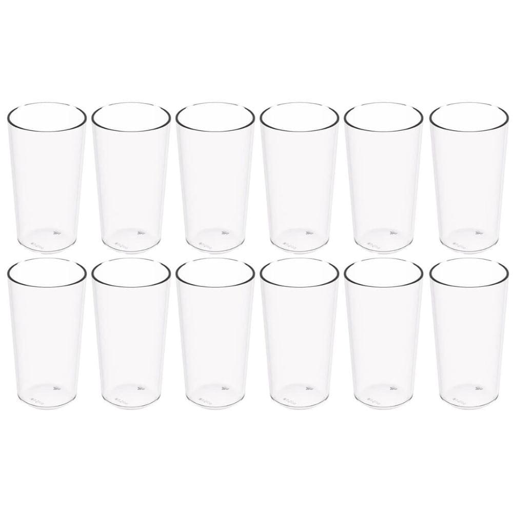 Kit 12 Copos Altos 500ml Plástico Incolor Long Drink Crippa Refeitório Água Suco