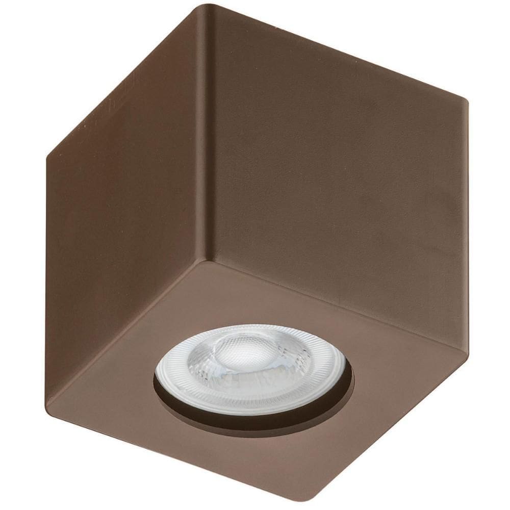 Spot de Sobrepor Marrom 8x8cm Quadrado Lâmpada MR16 Bivolt Dital