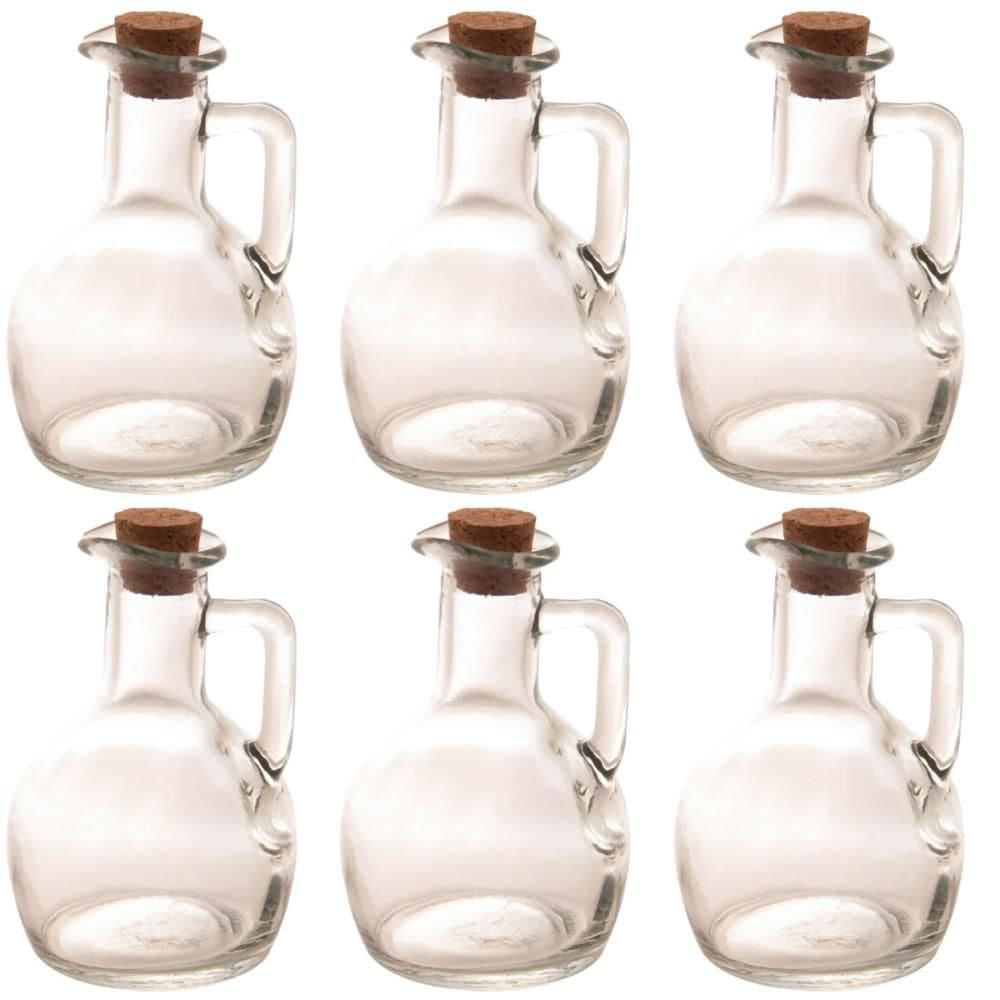 6 Galheteiros Servir Garrafa de Vidro Tampa Rolha Azeite 180ml Lyor Porta Condimentos de Mesa