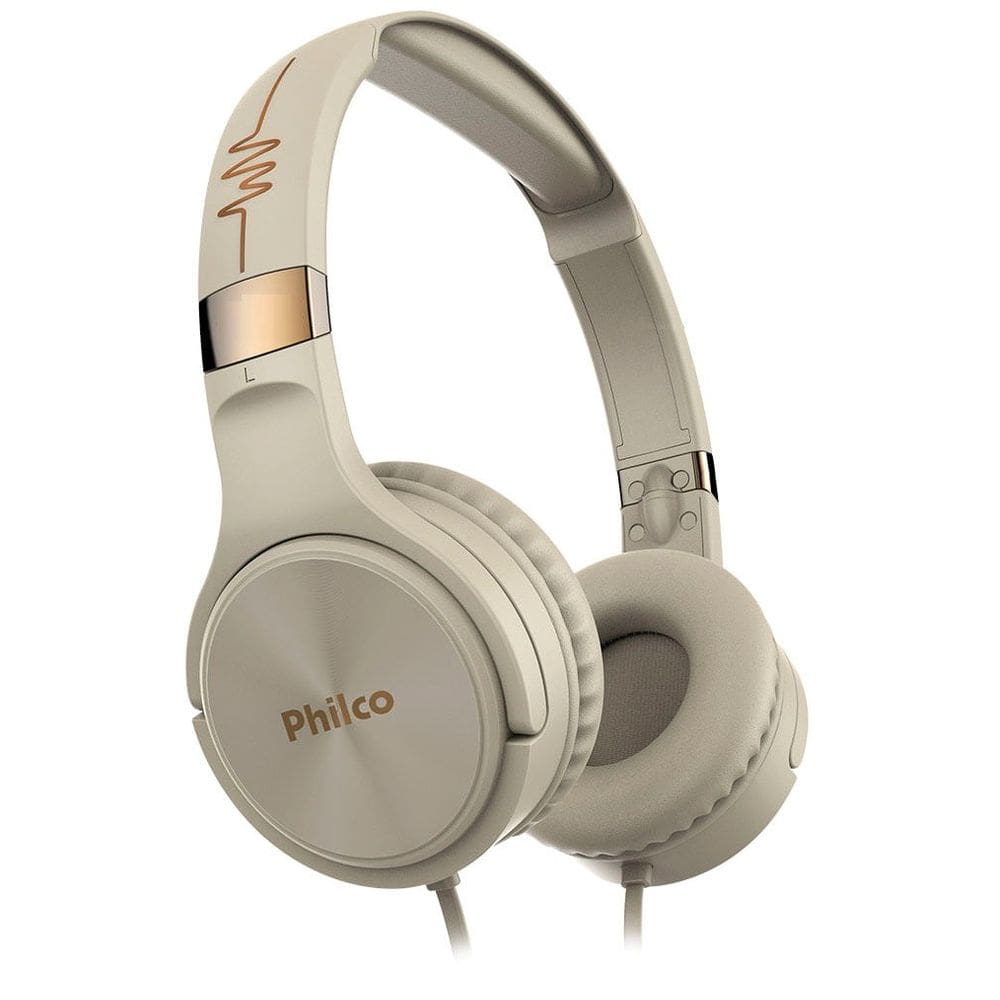 Fone De Ouvido Com Fio Headphone Philco - C/ Microfone Bege