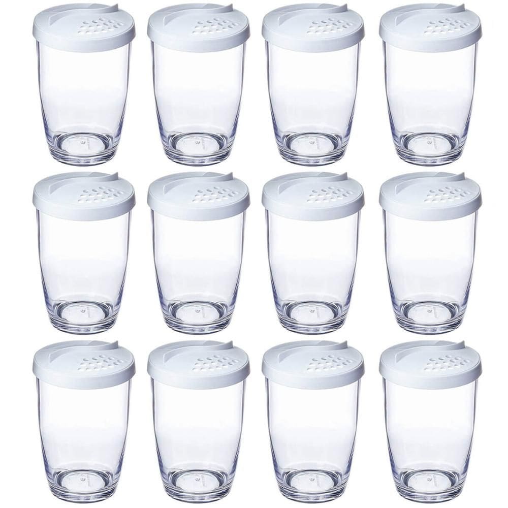 Kit 12 Farinheiras Porta Farofa Queijeira Temperos 350ml Branco Ou Plástico com Tampa