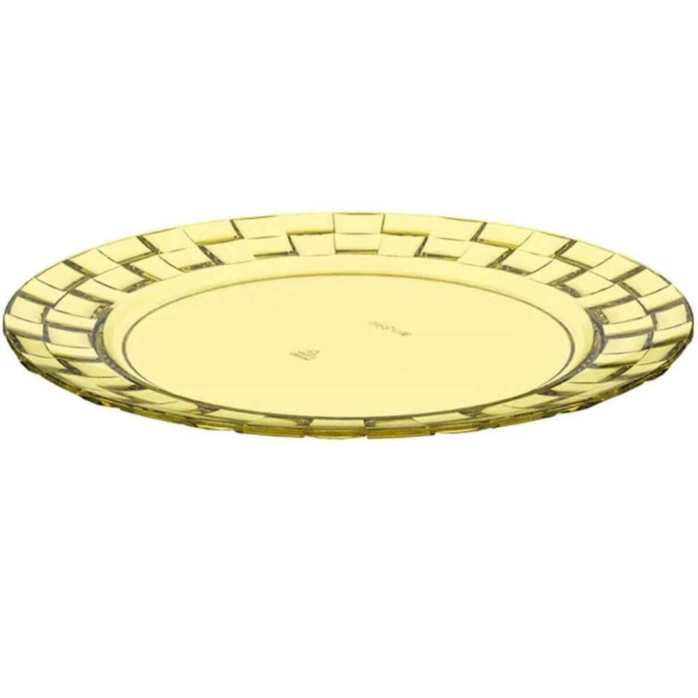 Kit 48 Pratos para Restaurantes Eventos 19cm Plástico Amarelos Servir Lanches Aperitivos
