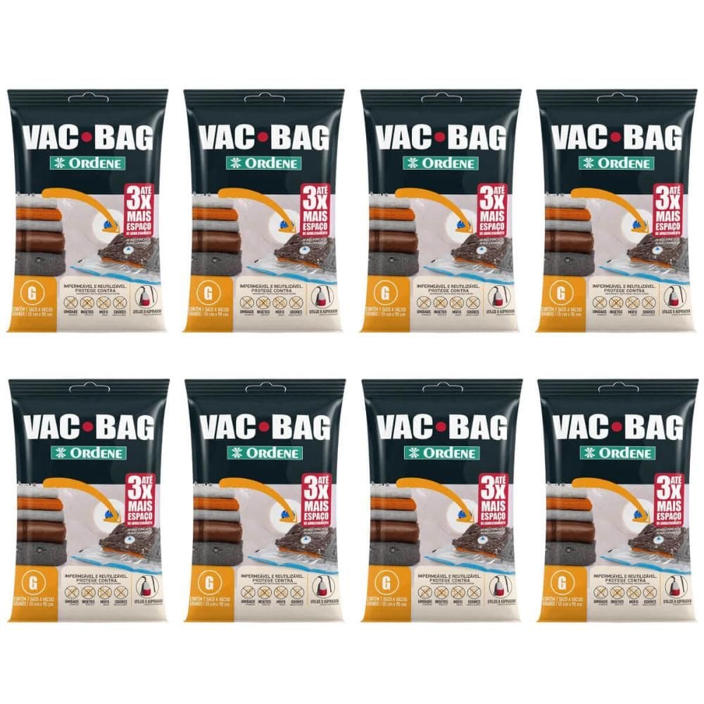 Kit 8 Sacos a Vácuo para Roupas 55x90cm Organização Armário