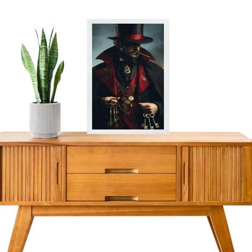 Quadro Decorativo Exu 7 Chaves 45X34Cm - Com Vidro