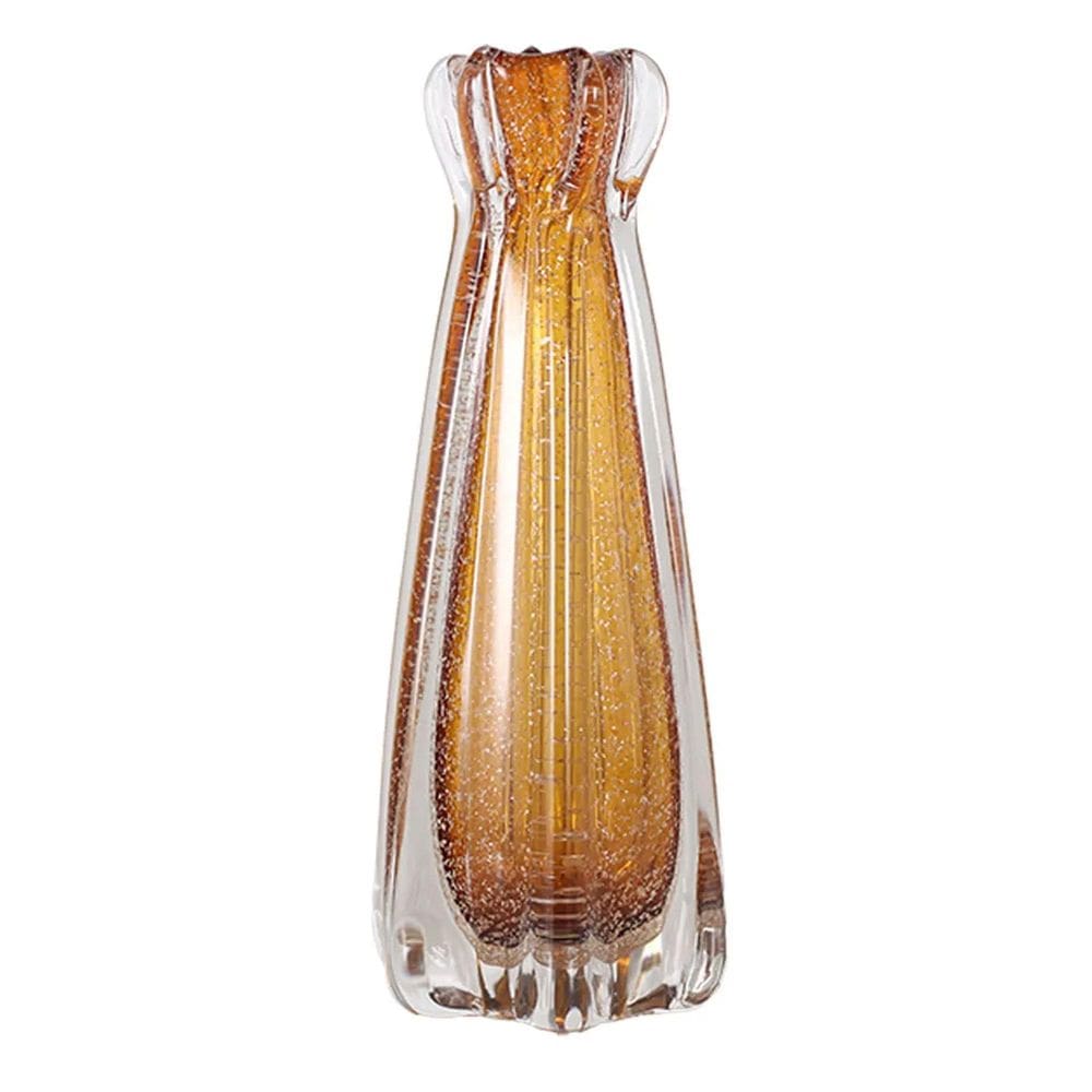 Vaso Decor Murano Vidro 24X9Cm Fino Acabamento Ambar