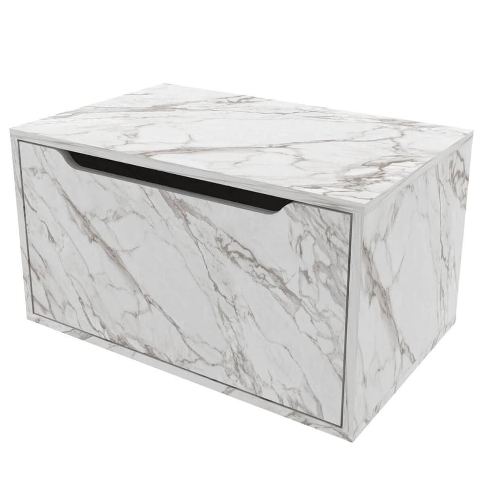 Balcão Gabinete Para Banheiro 60cm com 1 Porta Mármore Branco Tecnomobili BN3646