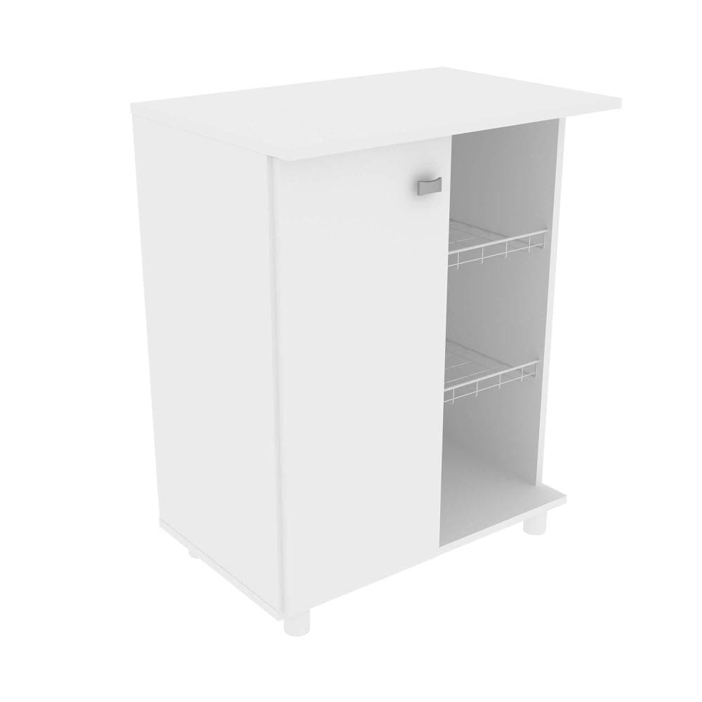 Balcão Fruteira com 1 Porta e 2 Cestos de Metal BF3205 Branco Tecnomobili