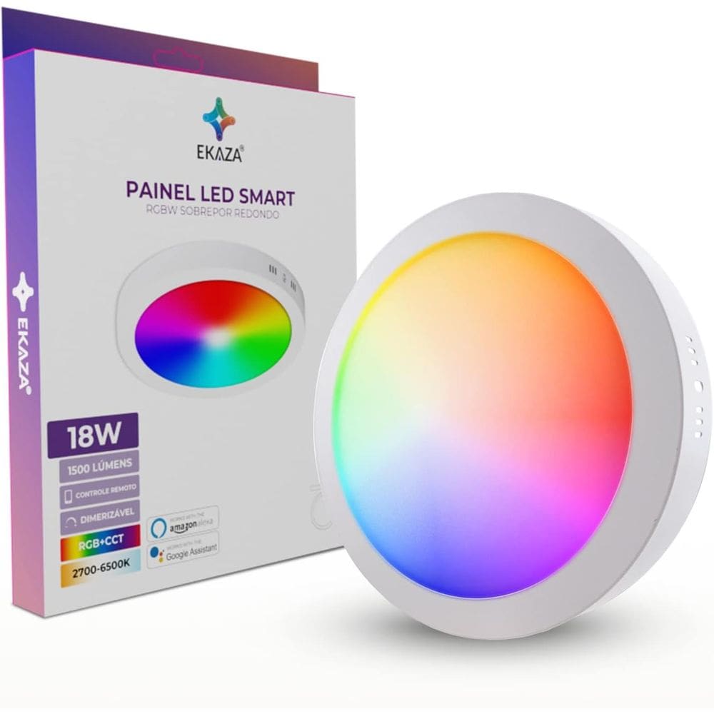 Painel Plafon 18W Led Redondo Teto Sobrepor Rgb Inteligente