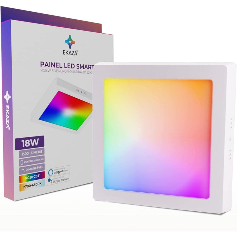 Painel Plafon 18W Led Quadrado Teto Sobrepor Rgb Inteligente