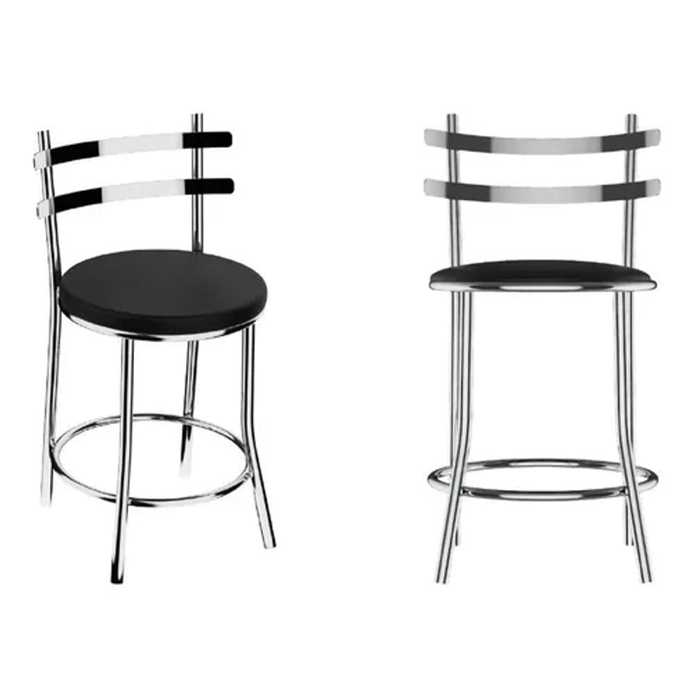 Banqueta Cozinha Cromada Redonda Siena Baixa 50cm