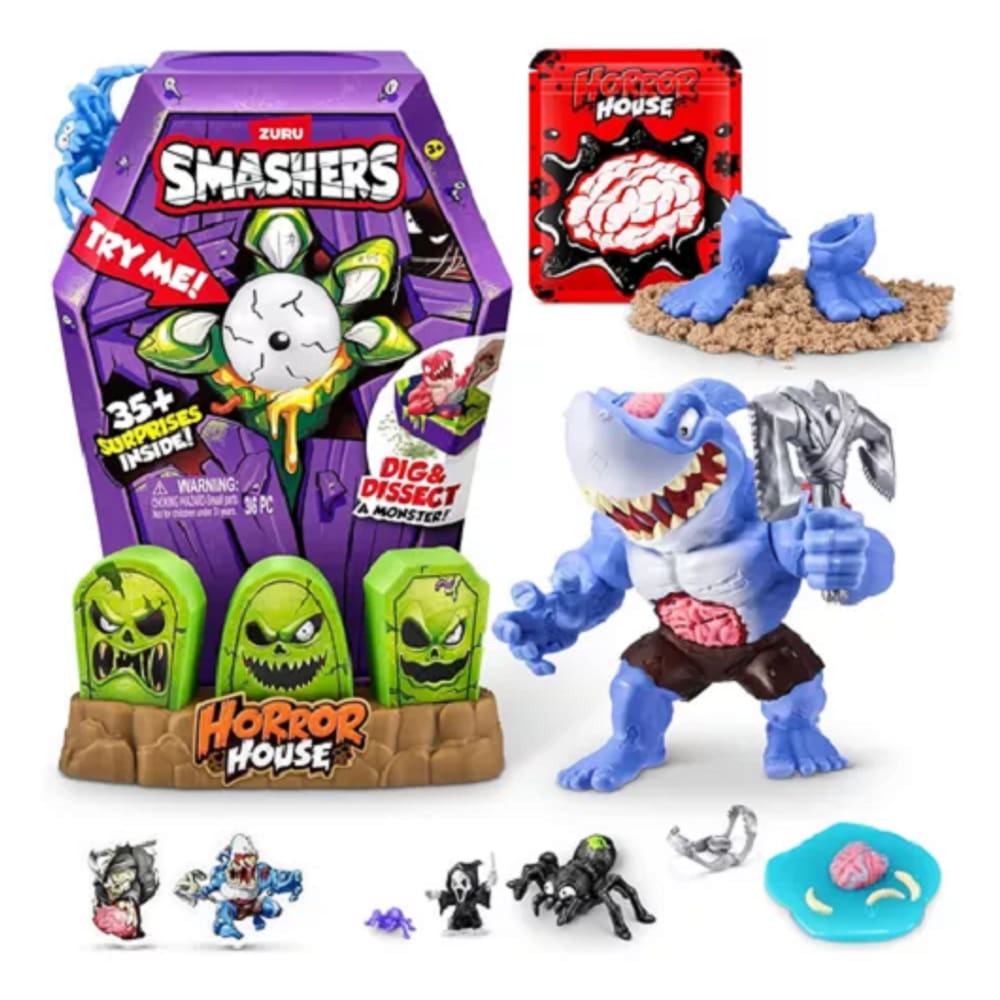 Smashers Zuru Monster Horror House Series 1 - Casa Do Horror Grande Azul  – 35 Surpresas - Fun