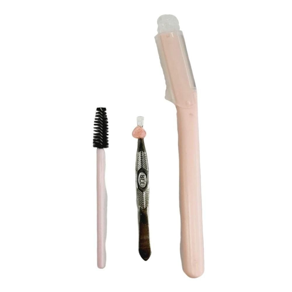Kit Beleza 3 Peças Cuidados P/ Sobrancelha - Rosa - Quanhe
