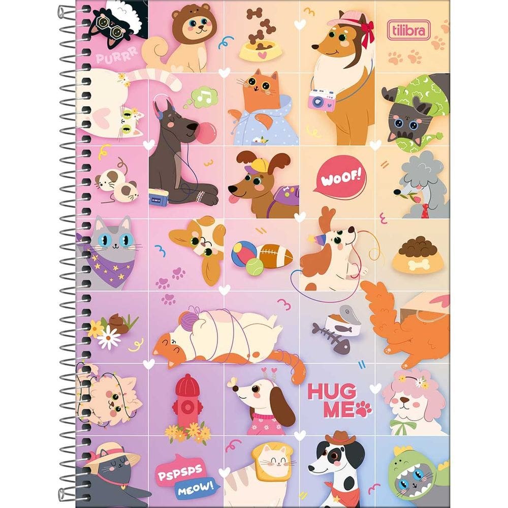 Caderno Espiral Universitário 16 Matérias 256 Folhas Capa Dura HUG ME Tilibra