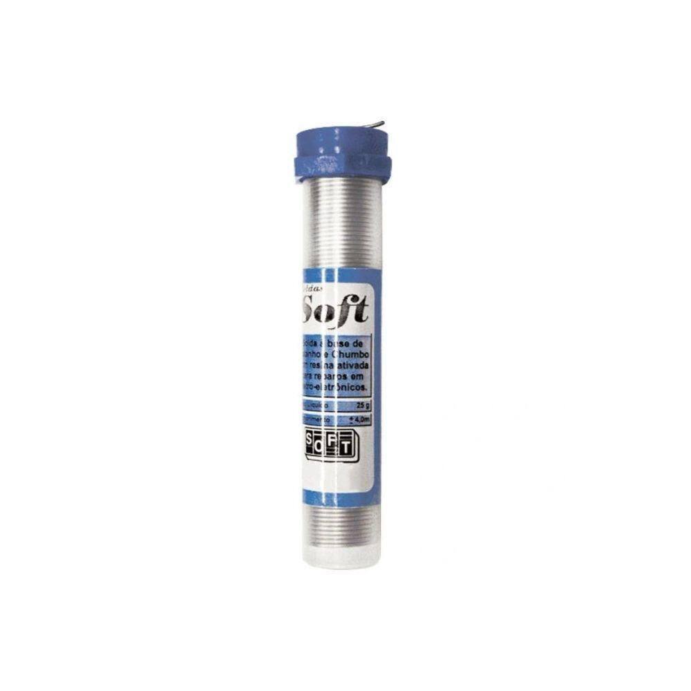 Solda Azul Fina 1,0mm C/resina Em Tubete Solda Soft