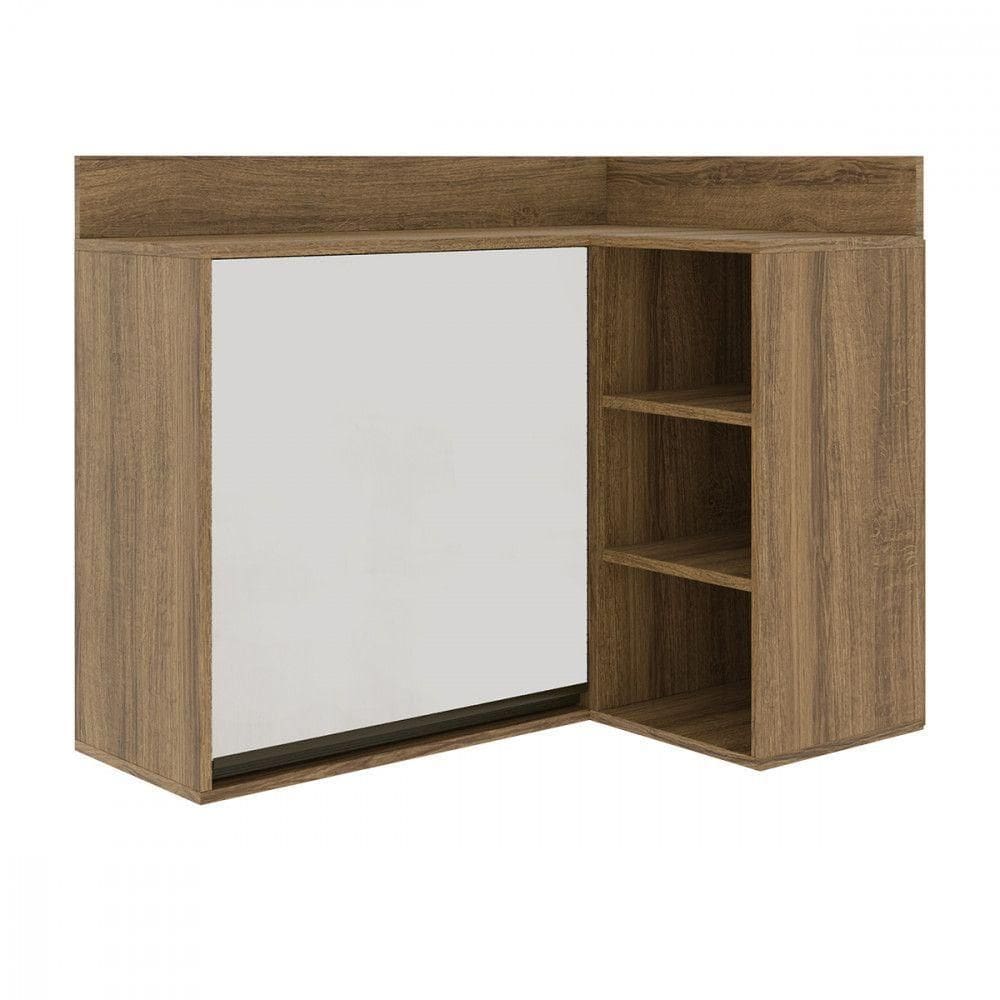 Armario Aéreo De Canto Confort Com Nicho Batrol Cinamomo Com Off White