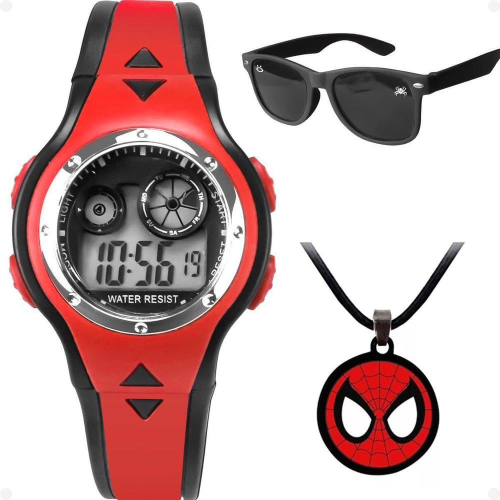 Relogio Infantil Led Vermelho + Oculos Proteção Uv Casual