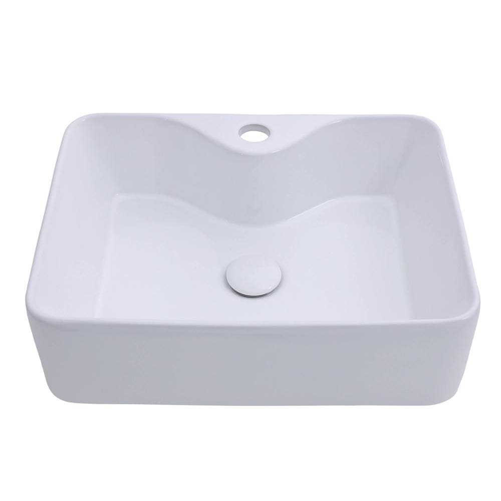 Cuba de Apoio para Banheiro Retangular Louça Cerâmica Cornalina Pingoo.casa - Branco