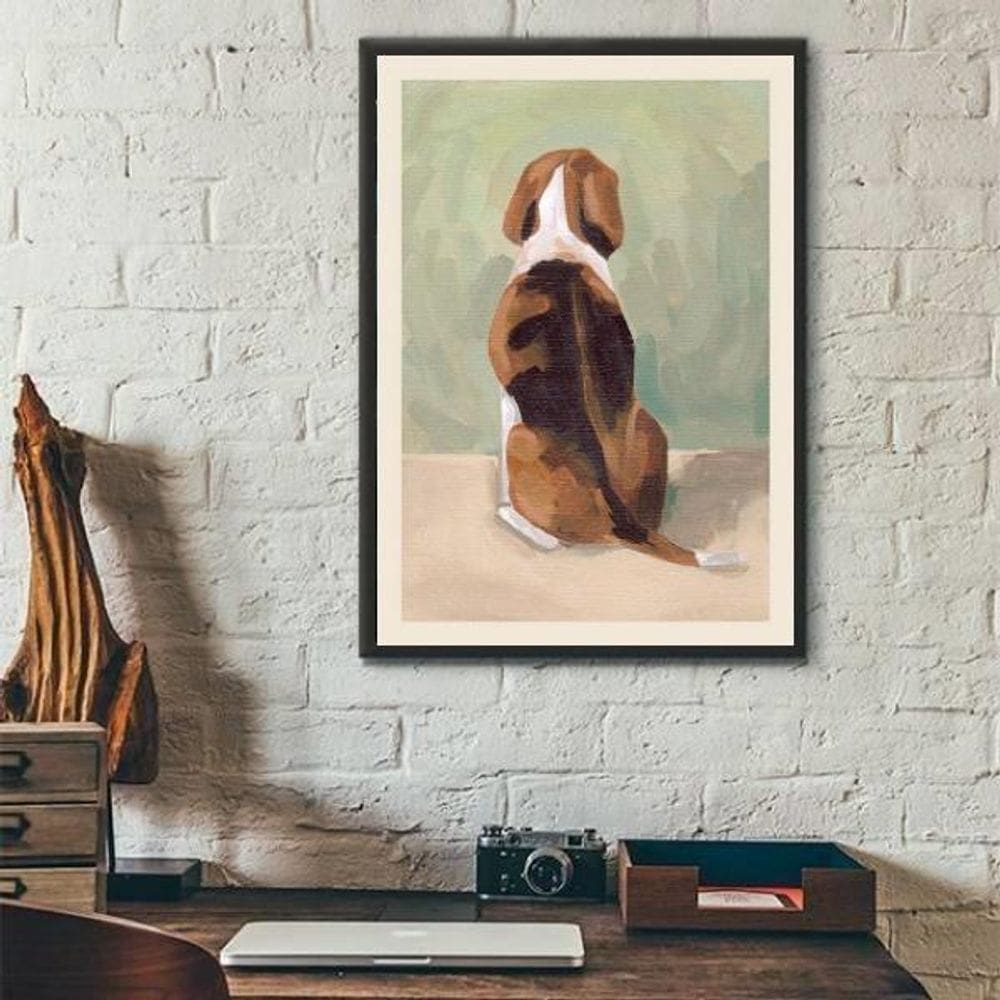 Quadro Decorativo Arte Cão Beagle 24X18Cm