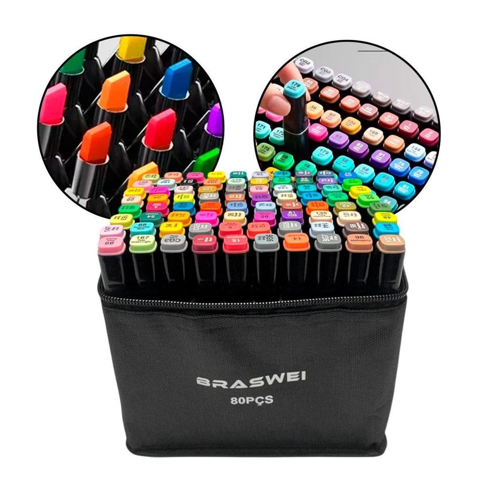 Kit Canetinhas Coloridas Marca Texto Ponta Dupla 120 Cores