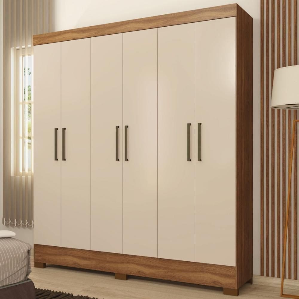 Guarda Roupa Casal 6 Portas E 2 Gavetas Dallas - Amêndola Touch-off White Amêndola Touch-off White