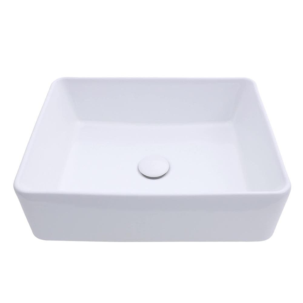 Cuba de Apoio para Banheiro Retangular Louça Cerâmica Hematita Pingoo.casa - Branco