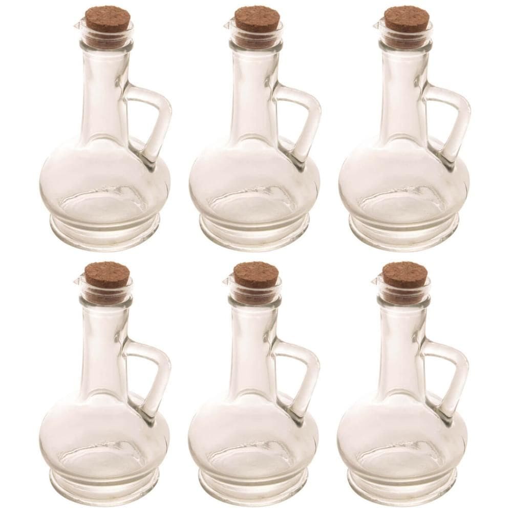 6 Potes de Vidro com Tampa Rolha 230ml para Azeite Vinagre Lyor Porta Condimentos