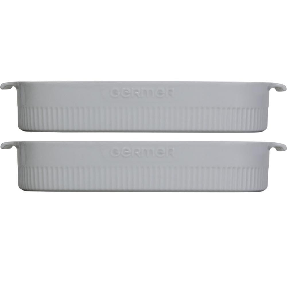 Kit 2 Travessas Refratária Porcelana 36x24cm Branca Germer com Alças Restaurante