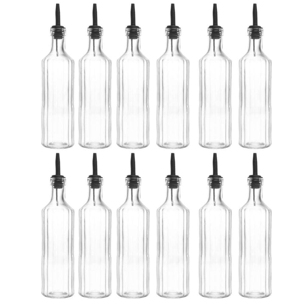 12 Garrafas de Vidro Lyor 500ml com Bico Dosador Para Azeite ou Vinagre Vegas Transparente