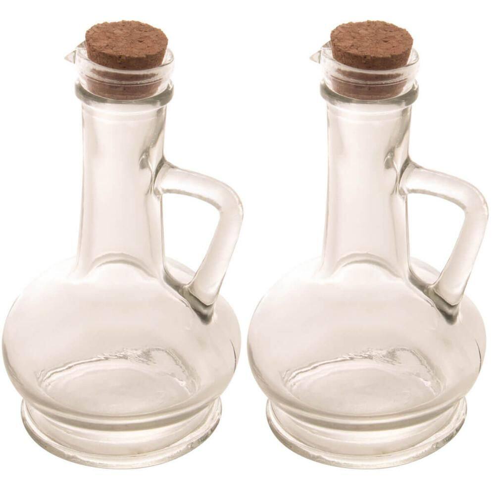 Kit 2 Potes de Vidro Tampa Rolha 230ml para Azeite e Vinagre Lyor Porta Condimentos
