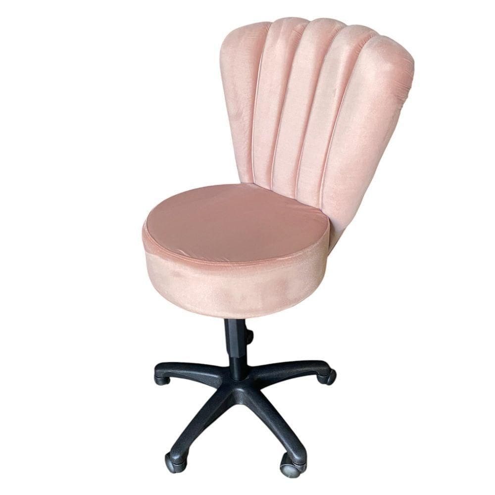 Cadeira Mocho Pétala Veludo Rose Gold Claro - In9 Decor