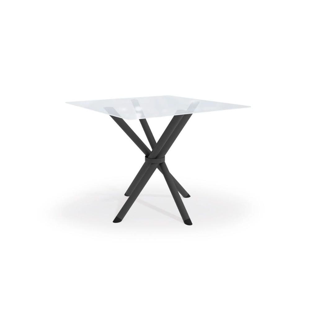 Mesa de Sala Jantar Volga c/ Tampo de Vidro Quadrado 90cm Preto - Kappesberg