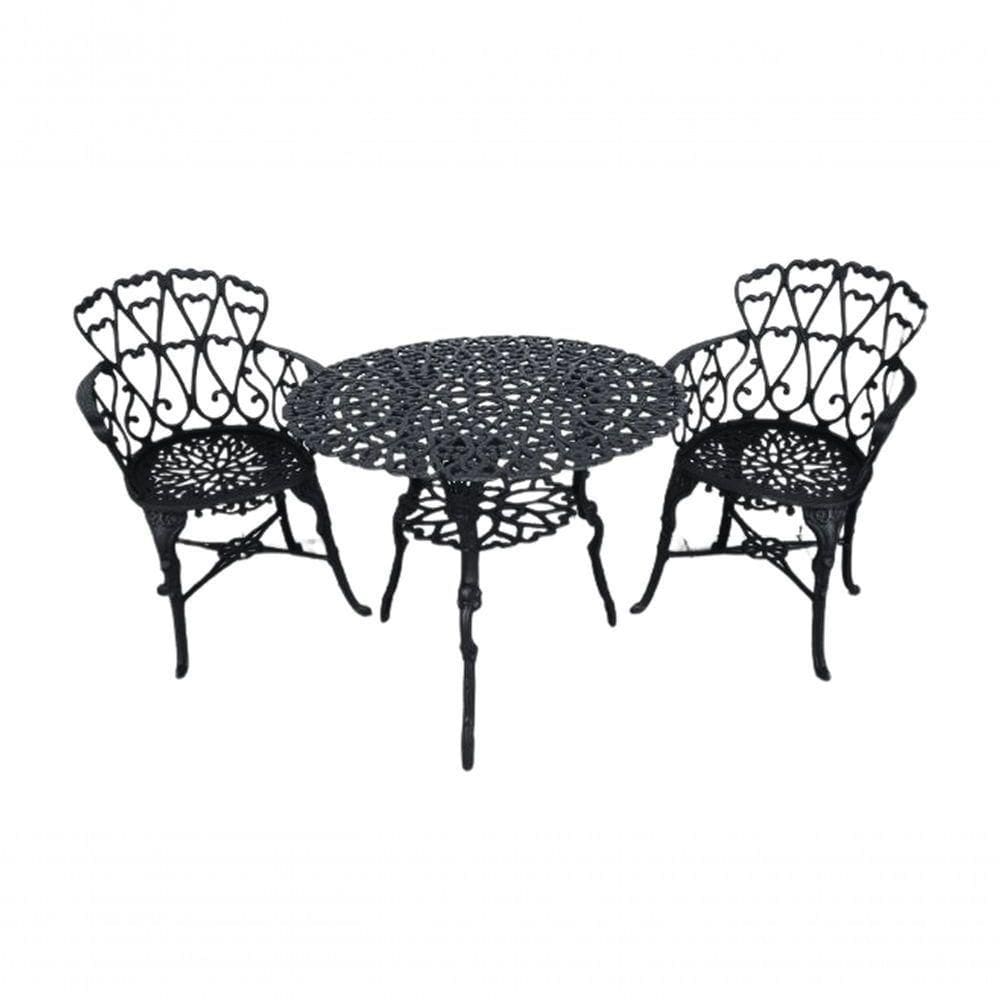Conjunto Mesa 2 Poltronas Viena Premium Jardim Varanda Sacada Preto