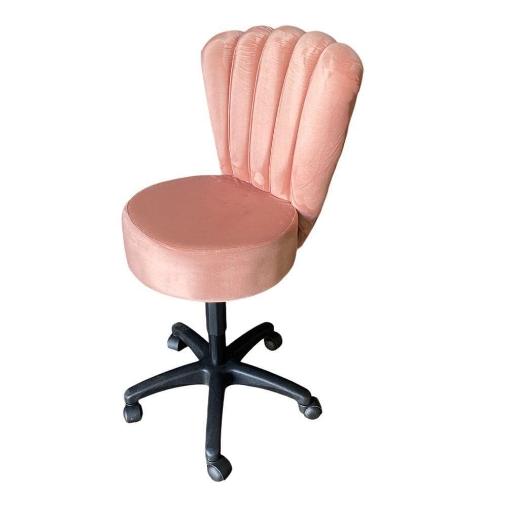 Cadeira Mocho Pétala Veludo Rose Gold Escuro - In9 Decor