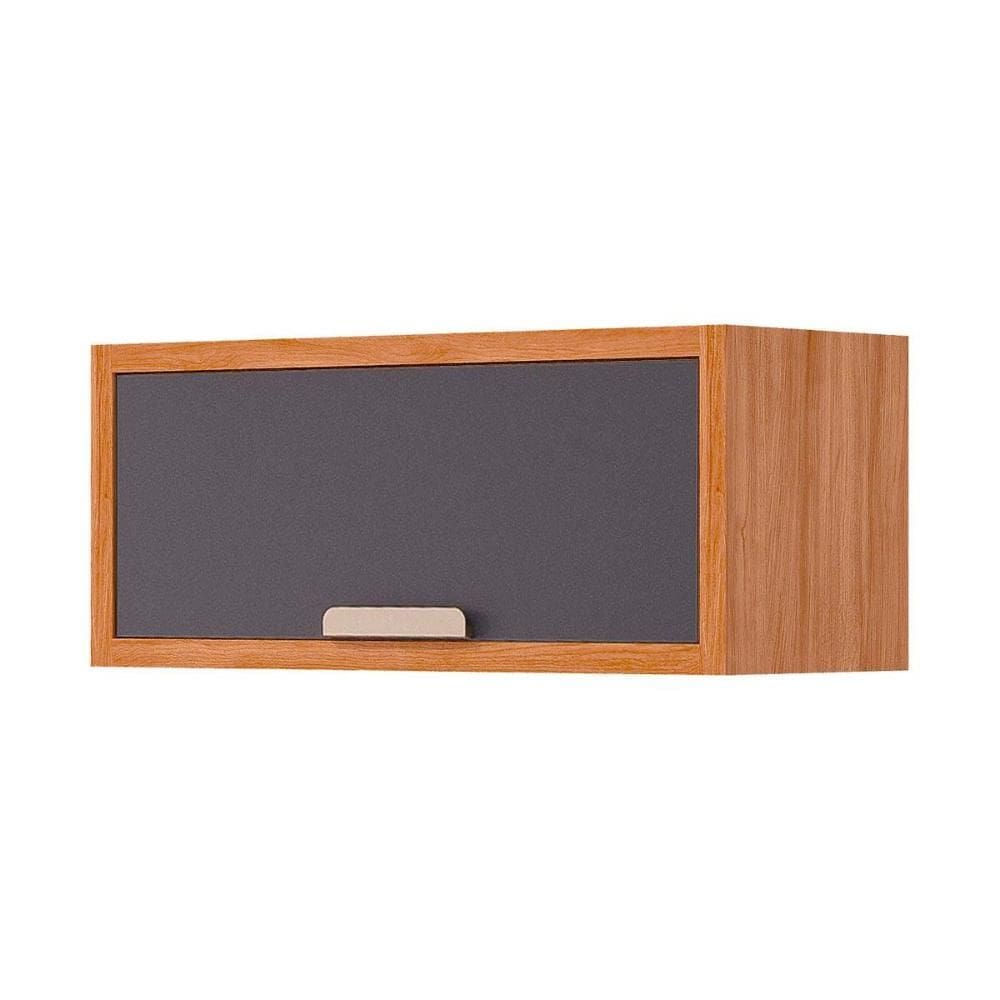 Armário Aéreo p/ Cozinha Eloise Geladeira c/ 1 Porta Basculante Riscada 80 cm Cinamomo/Titanium - MGM