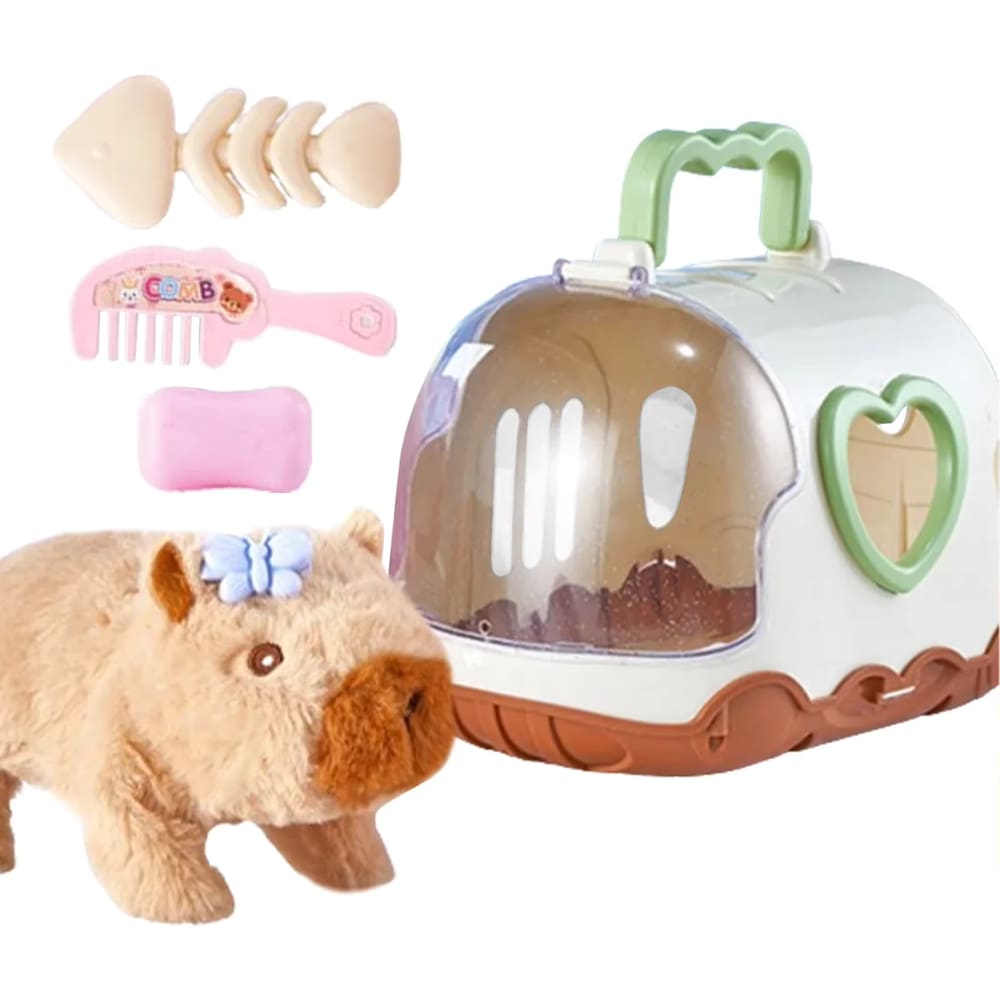 Brinquedo Capivara de Pelúcia Elétrico - Anda e Emite Som
