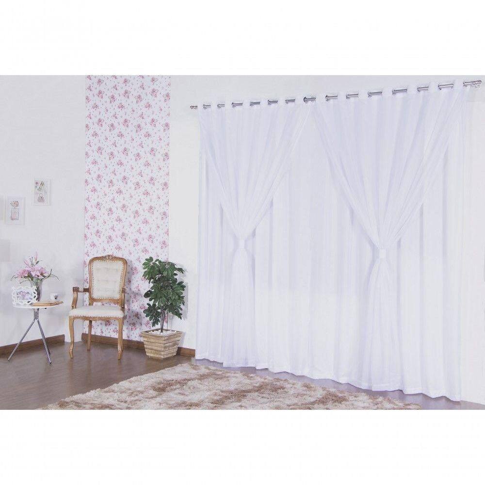 Cortina Elegante Em Microfibra E Voil 3,00m - Sofisticação E Conforto Para Sua Sala Ou Quarto Com Decoralle