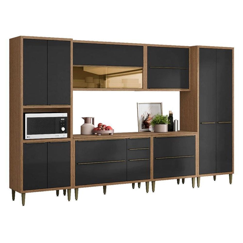 Cozinha Modulada Paola Composição 5 Carvalho Dakar Grafite - Aramóveis