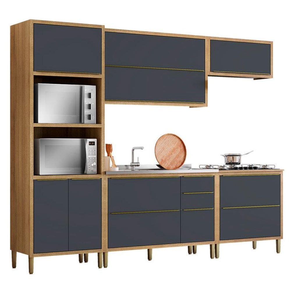 Cozinha Modulada Paola Composição 6 Carvalho Dakar Grafite - Aramóveis