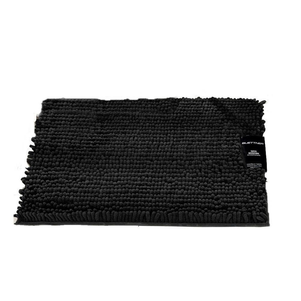 Tapete Buettner Microfibra Antiderrapante Chenille Ginko 60cmx90cm Preto