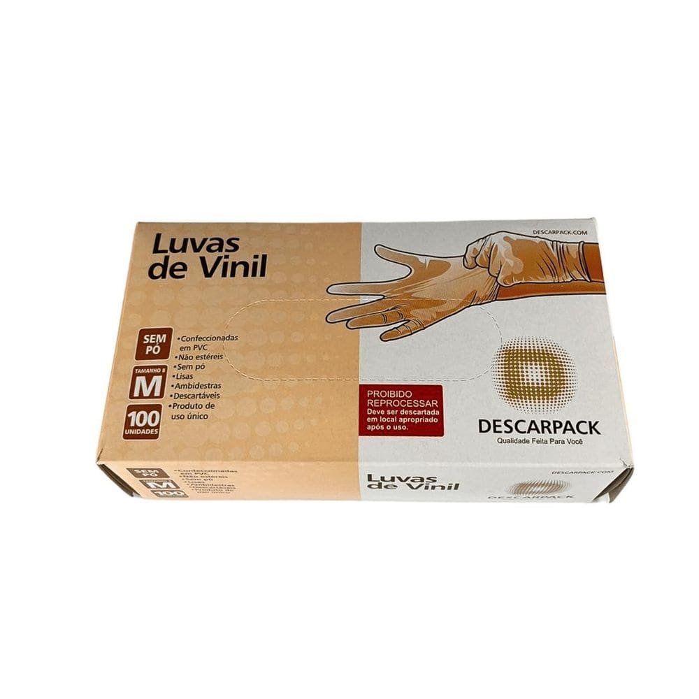 Luva De Vinil Transparente Descart. S/Pó Descarpack 1000Un P
