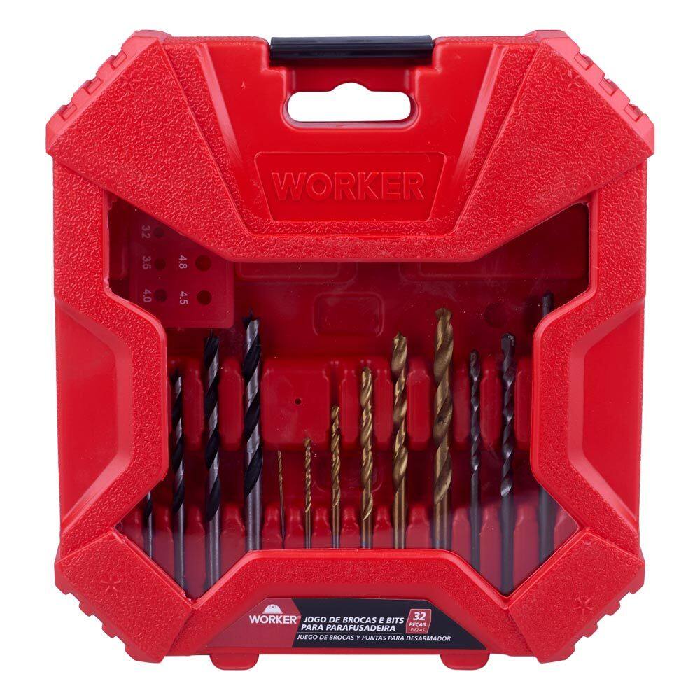 Kit de Brocas e Bits com 33 Peças Worker