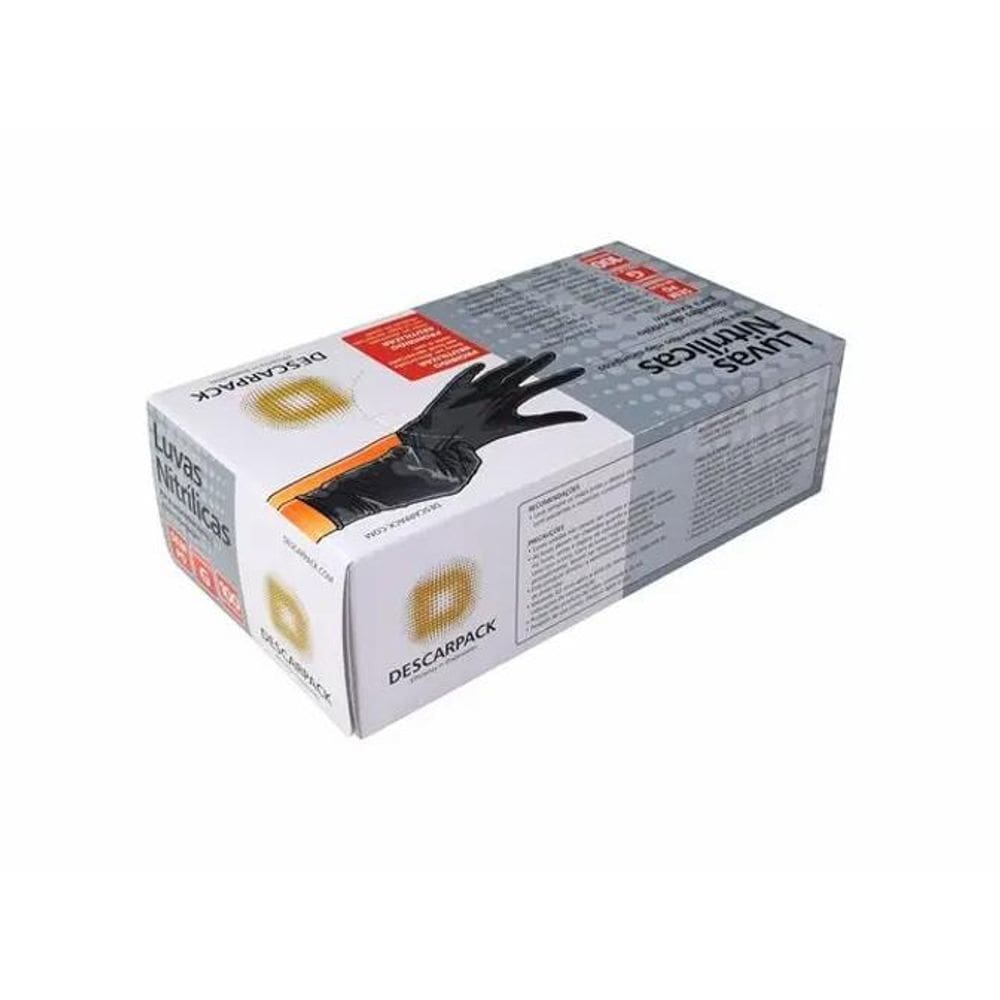 Luva Nitrílica Descart. Sem Pó Preta Descarpack 2000Un Tam:P