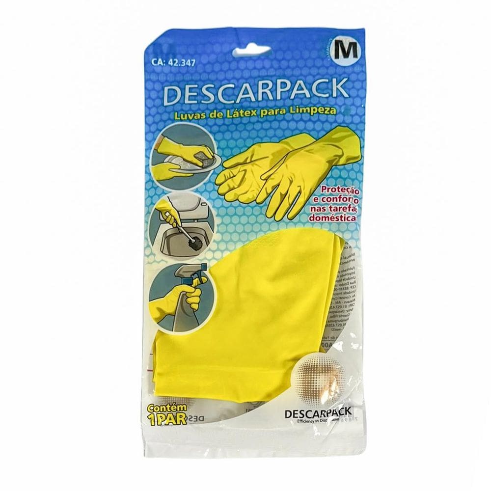 Luva Látex Para Limpeza Amarela Descarpack 20 Pares Tam:G