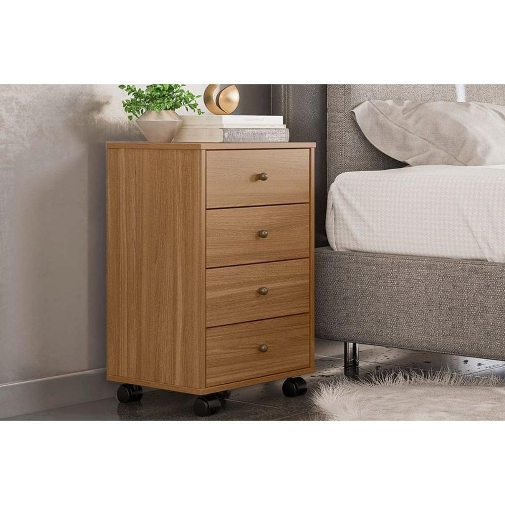 Mesa Cabeceira Infantil Presence c/ 4 Gavetas Amêndola Touch - Demóbile