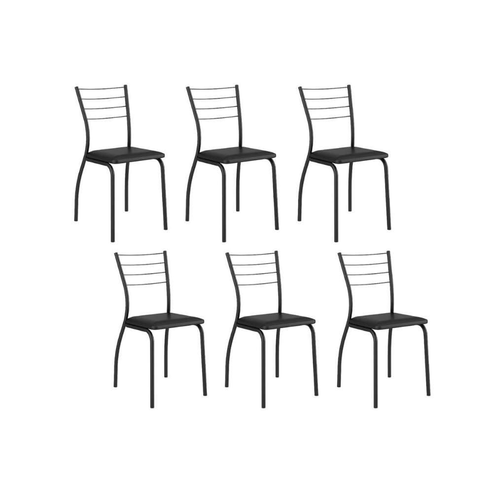 Kit 6 Cadeiras Sala Jantar 1700 6 Un Preto/ Courano Preto - Carraro