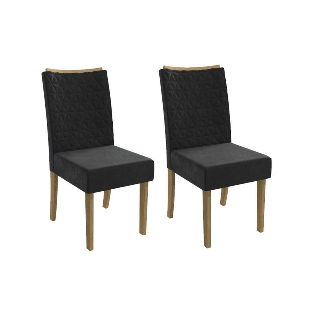 Kit 2 Cadeiras de Cozinha 2CAD129 2 Un Canela/Suede Preto - Kappesberg