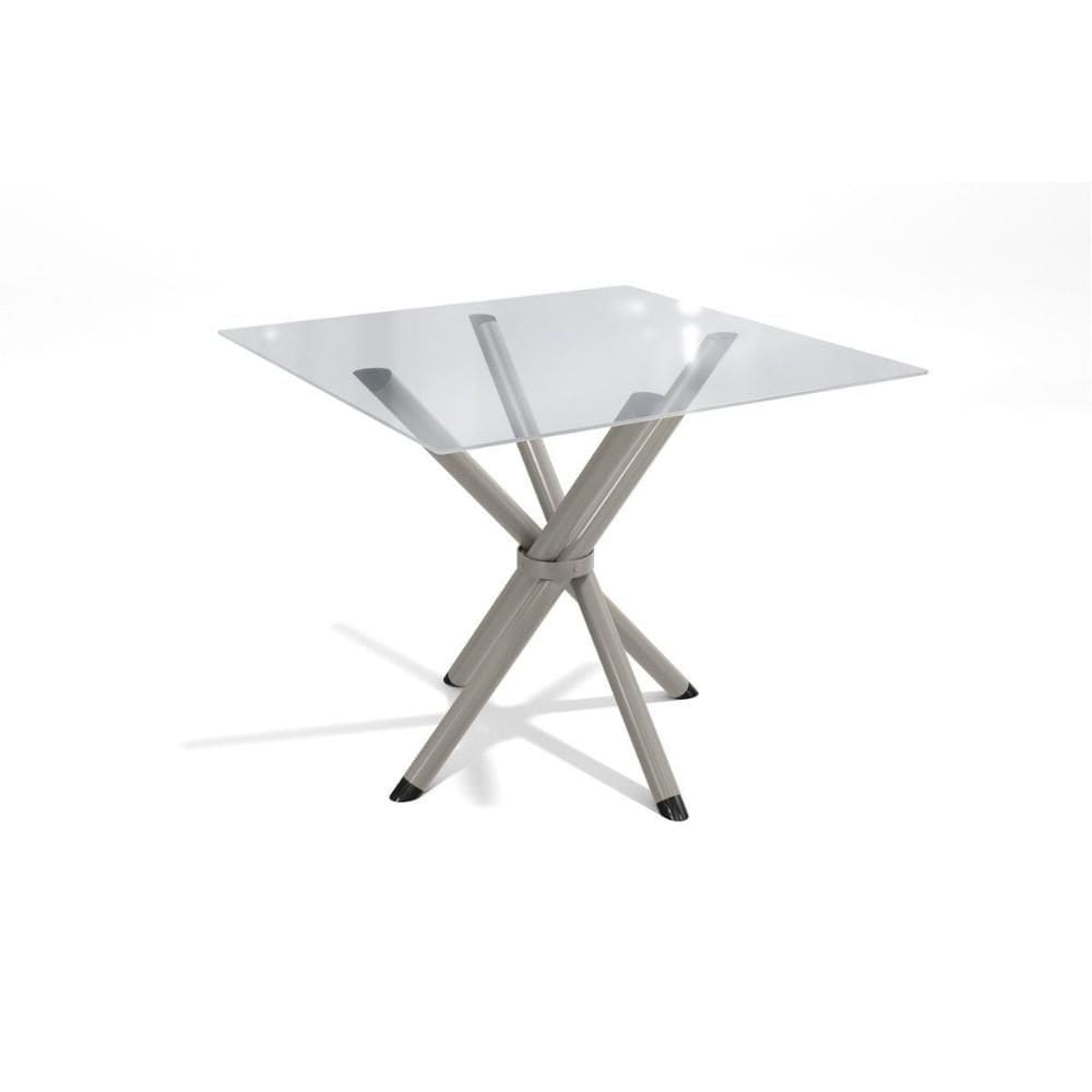 Mesa p/ Cozinha Volga c/ Tampo de Vidro Quadrado 90cm Niquel - Kappesberg
