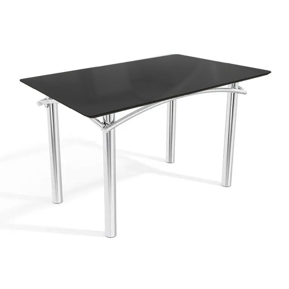 Mesa p/ Cozinha Elba Tampo Madeirado c/ Vidro 120cm Cromada/Preto - Kappesberg