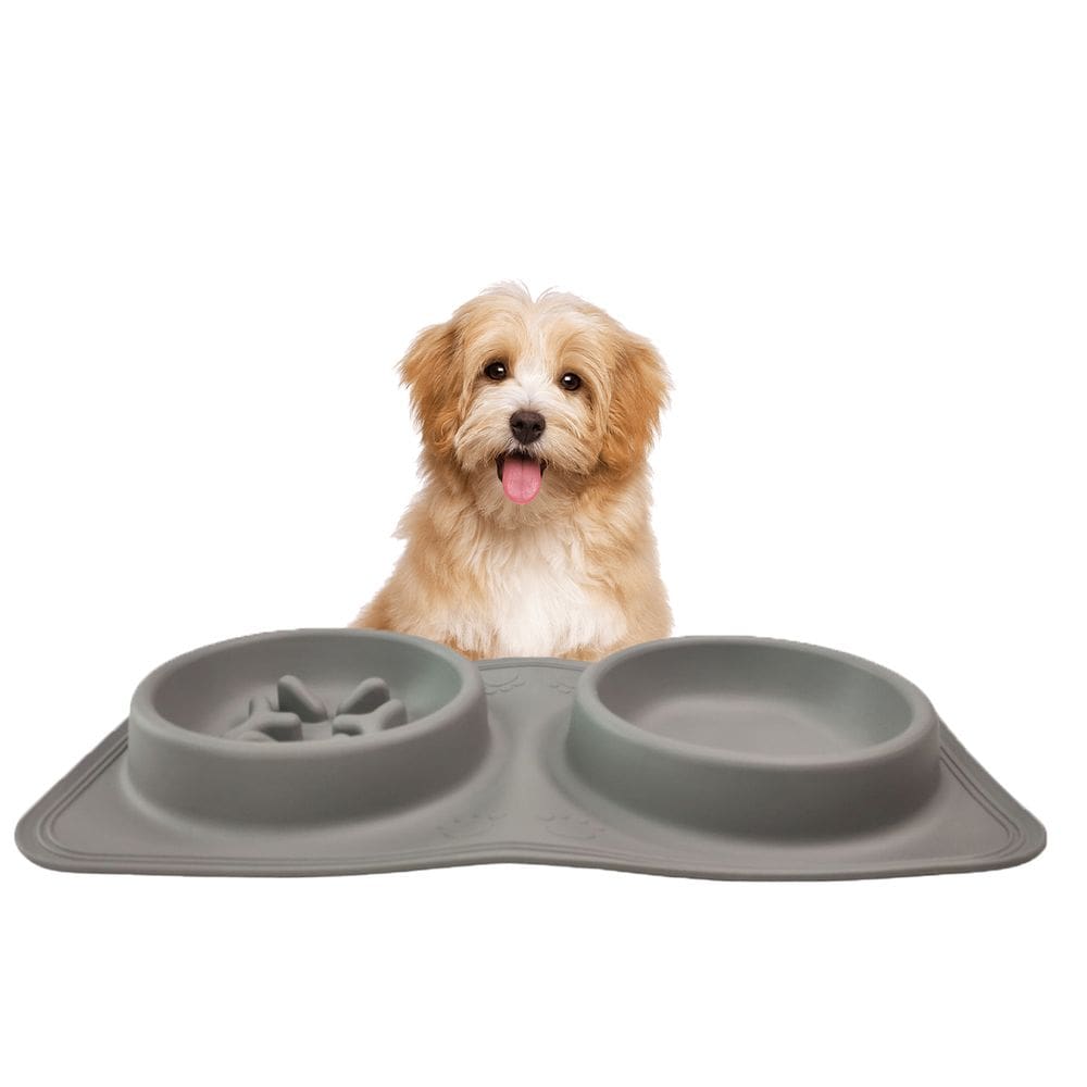Comedouro Bebedouro Silicone 2 Em 1 Cachorro Gato Pet Animais Agua Comida Raçao Tapete Dobravel