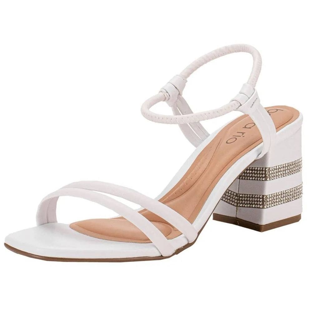 Sandália Feminina Salto Bloco Strass Conforto Chic Beira Rio